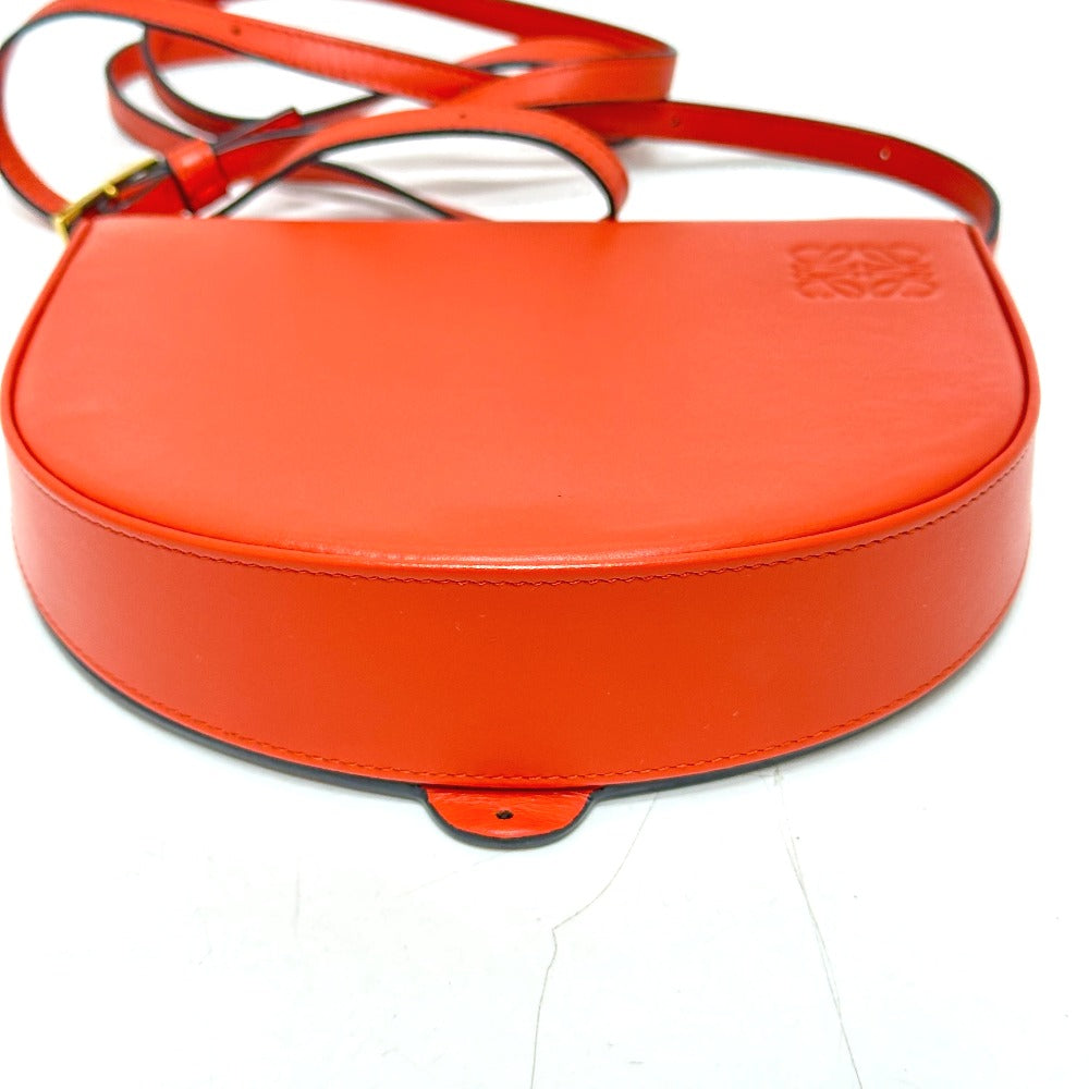 LOEWE アナグラム ヒール カバン 斜め掛け 肩掛け ショルダーバッグ レザー レディース オレンジ - brandshop-reference