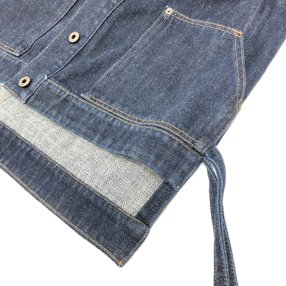 LOEWE S359Y50X77 Workwear Denim Jacket Apparel Logo Leather Pocket Jacket Cotton Denim Women's Blue