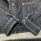 LOEWE S359Y50X77 Workwear Denim Jacket Apparel Logo Leather Pocket Jacket Cotton Denim Women's Blue