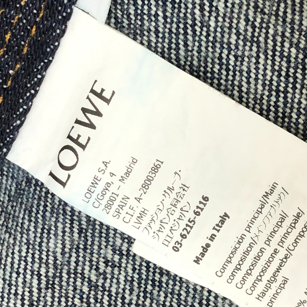 LOEWE S359Y50X77 Workwear Denim Jacket Apparel Logo Leather Pocket Jacket Cotton Denim Women's Blue