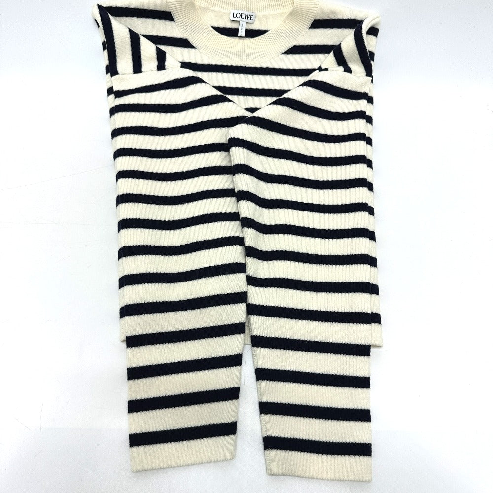 LOEWE S359Y14KF4 Anagram Border Short Length Apparel Sweater Wool Women's White