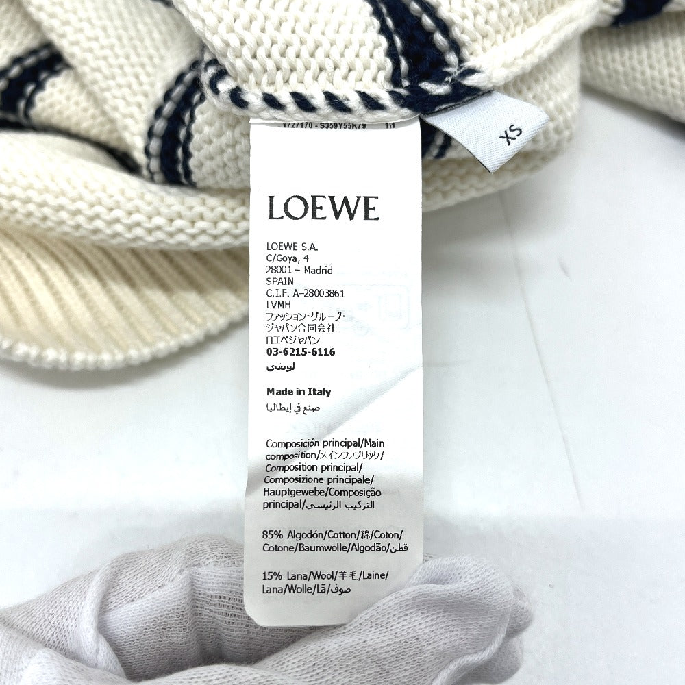 LOEWE S359Y55K79 Anagram Stripes Knit short-sleeved sleeveless apparel sweater cotton White/Navy Used
