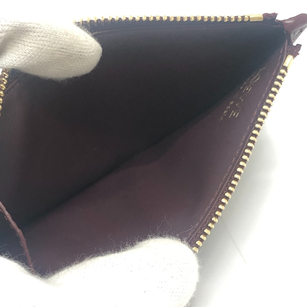 LOEWE Pebble Logo Card Case Fragment Case L-shaped Zipper Coin Case Leather Ladies Wine Red