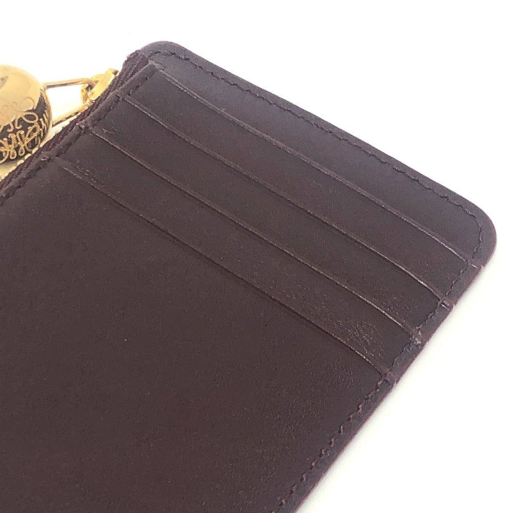LOEWE Pebble Logo Card Case Fragment Case L-shaped Zipper Coin Case Leather Ladies Wine Red