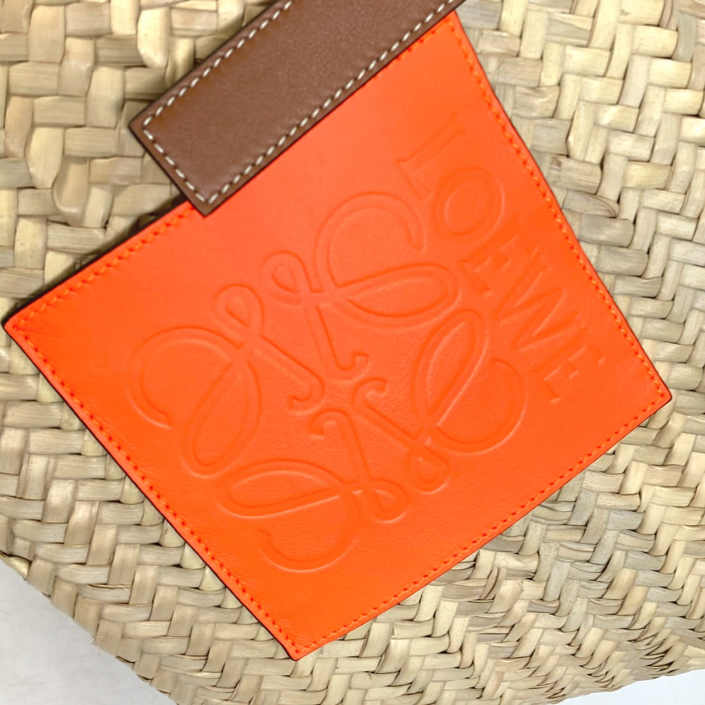 LOEWE A223S92X01 アナグラム ショルダーバッグ 肩掛け バスケットバッグ ミディアム かごバッグ カバン カゴバッグ トートバッグ ストロー レディース オレンジ - brandshop-reference