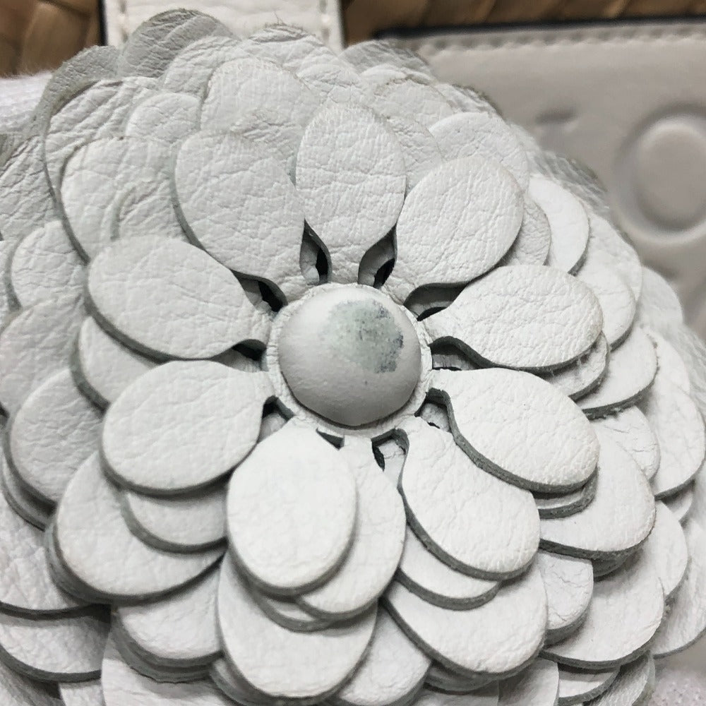 LOEWE 327.02.S92 アナグラム スタッドフラワー付き かごバッグ スモール バスケット トートバッグ ストロー レディース ベージュ - brandshop-reference