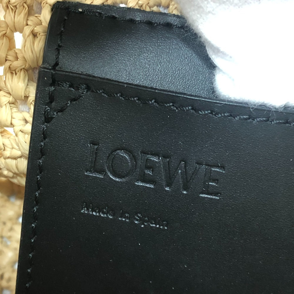 LOEWE APNCPHHX02 Punch Hole Hobo Mini Straw bag Shoulder Bag Raffia Natural / Black Beige Used