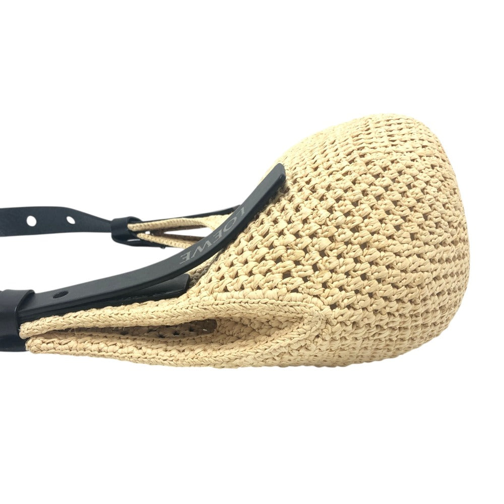 LOEWE APNCPHHX02 Punch Hole Hobo Mini Straw bag Shoulder Bag Raffia Natural / Black Beige Used