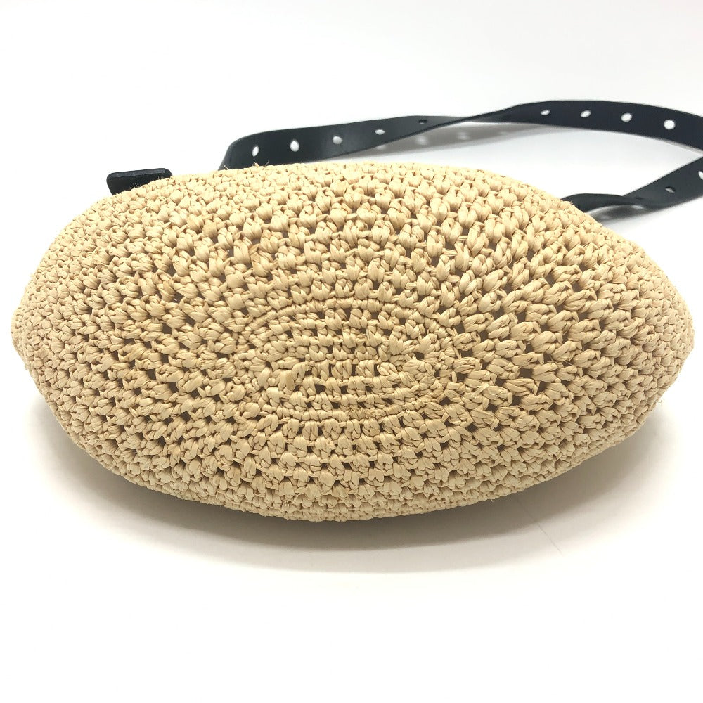 LOEWE APNCPHHX02 Punch Hole Hobo Mini Straw bag Shoulder Bag Raffia Natural / Black Beige Used
