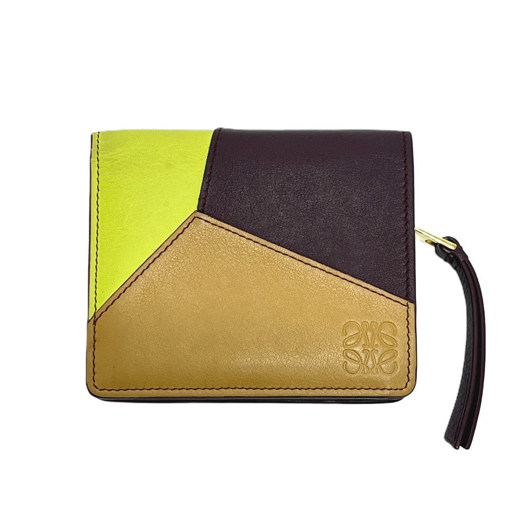 LOEWE C510Z41X01 パズル コンパクト ジップウォレット ミニ財布 二つ折り 財布 折りたたみ財布 2つ折り財布 レザー レディース マルチカラー