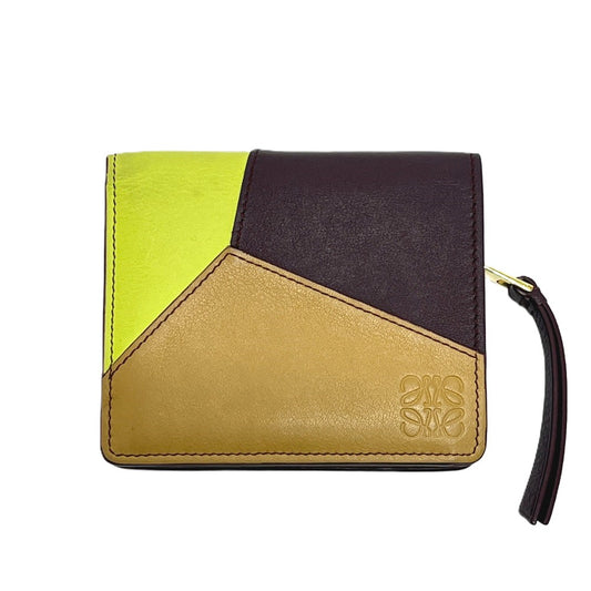 LOEWE C510Z41X01 パズル コンパクト ジップウォレット ミニ財布 二つ折り 財布 折りたたみ財布 2つ折り財布 レザー レディース マルチカラー