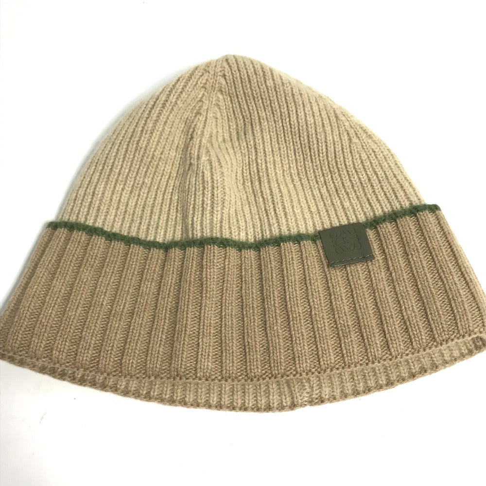 LOEWE Anagram Logo Beanie Hat, Knit Cap, Wool, Women's, Beige