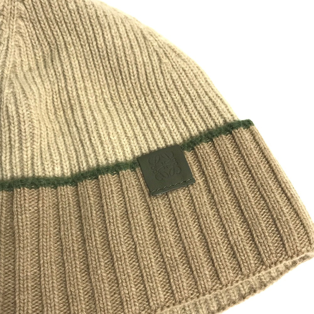LOEWE Anagram Logo Beanie Hat, Knit Cap, Wool, Women's, Beige