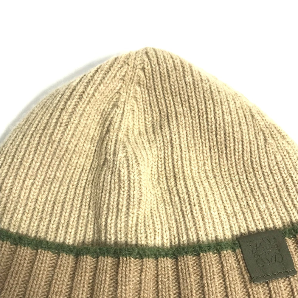 LOEWE Anagram Logo Beanie Hat, Knit Cap, Wool, Women's, Beige