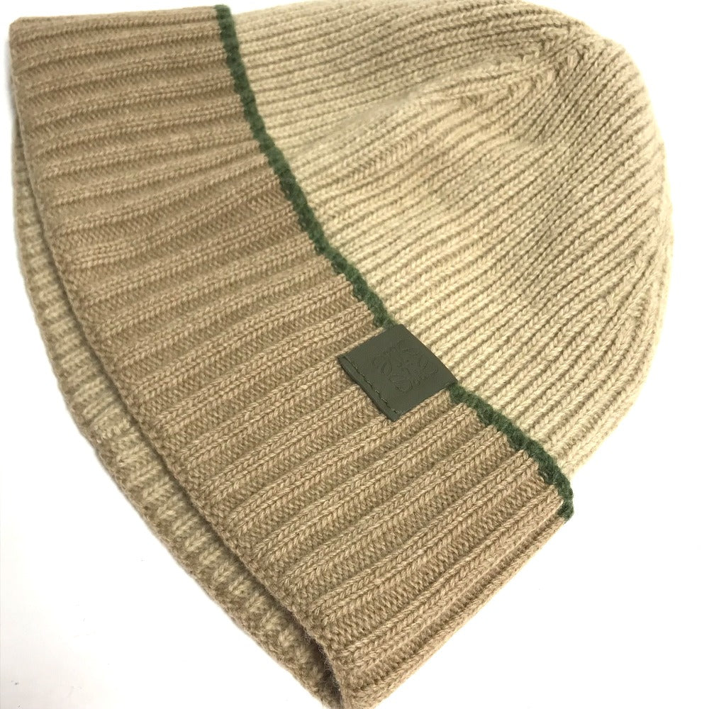 LOEWE Anagram Logo Beanie Hat, Knit Cap, Wool, Women's, Beige