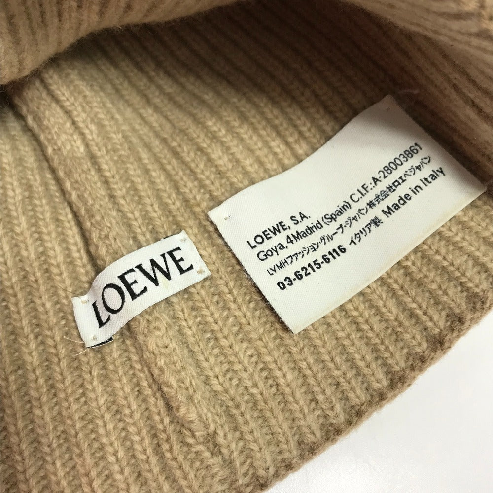 LOEWE Anagram Logo Beanie Hat, Knit Cap, Wool, Women's, Beige