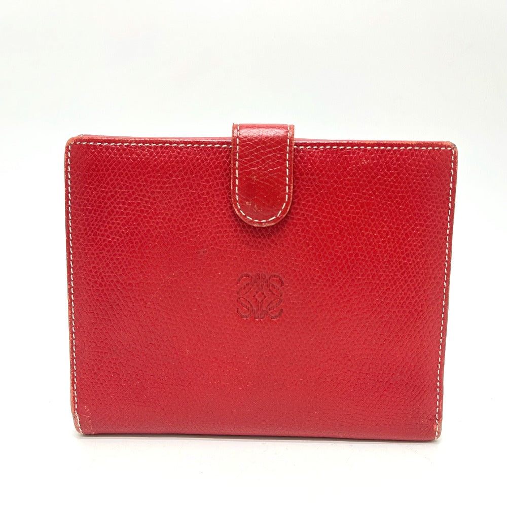 LOEWE アナグラム 財布 ウォレット コンパクトウォレット 2つ折り財布 レザー レディース レッド