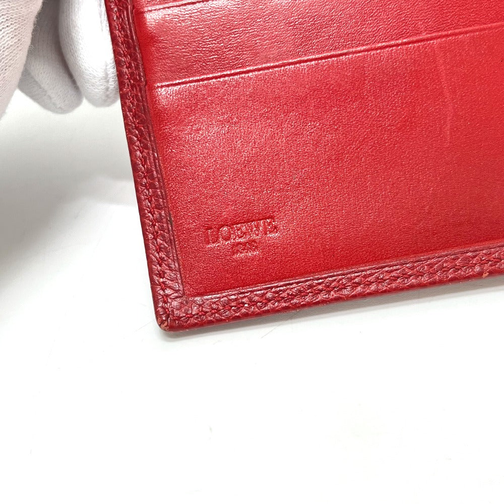 LOEWE アナグラム 財布 ウォレット コンパクトウォレット 2つ折り財布 レザー レディース レッド