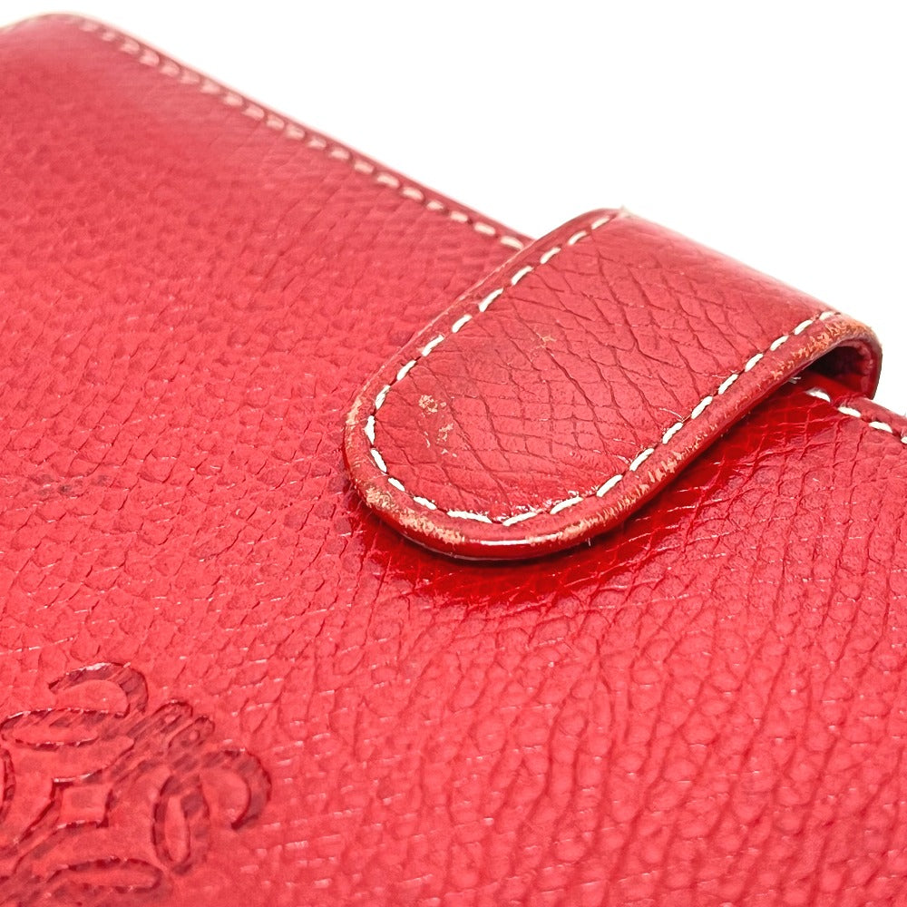 LOEWE アナグラム 財布 ウォレット コンパクトウォレット 2つ折り財布 レザー レディース レッド