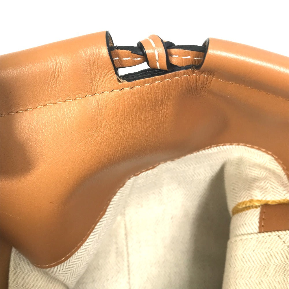 LOEWE Anagram Medium Cushion Tote Shoulder Bag in Camel Brown Leather