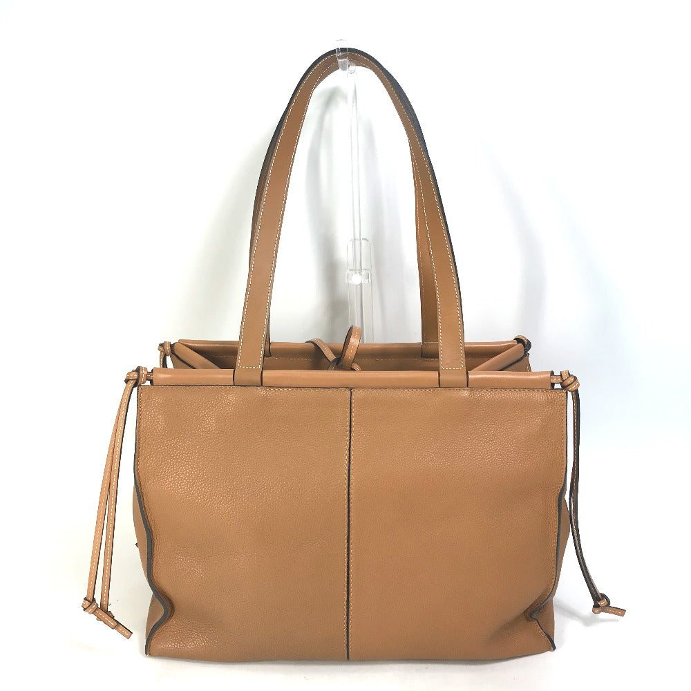 LOEWE Anagram Medium Cushion Tote Shoulder Bag in Camel Brown Leather
