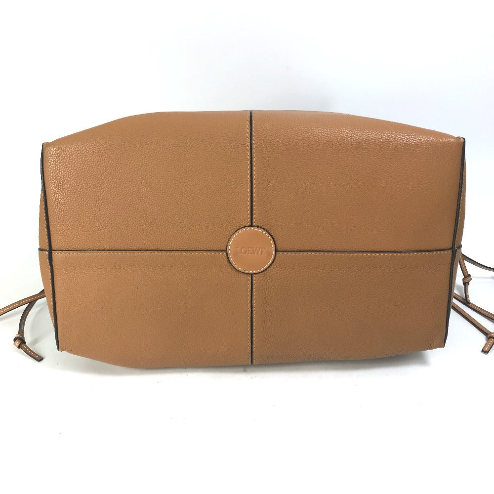 LOEWE Anagram Medium Cushion Tote Shoulder Bag in Camel Brown Leather