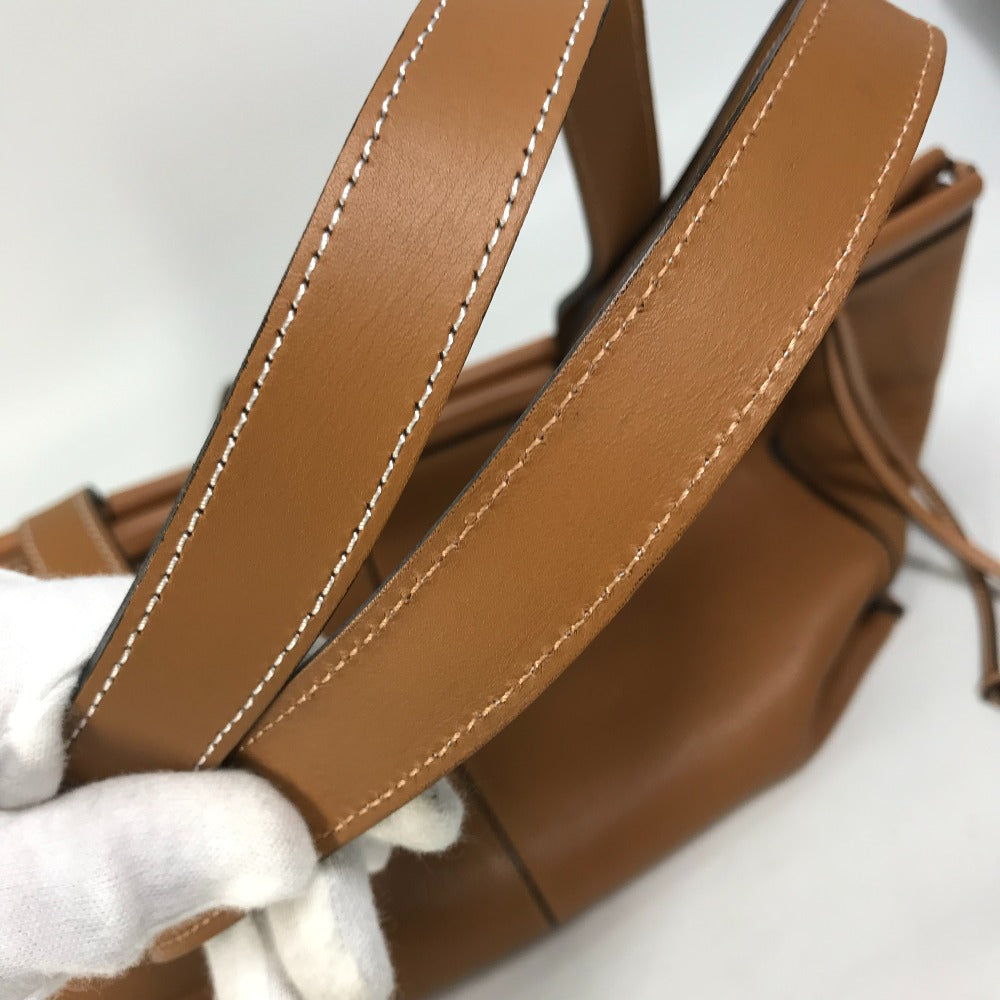 LOEWE Anagram Medium Cushion Tote Shoulder Bag in Camel Brown Leather