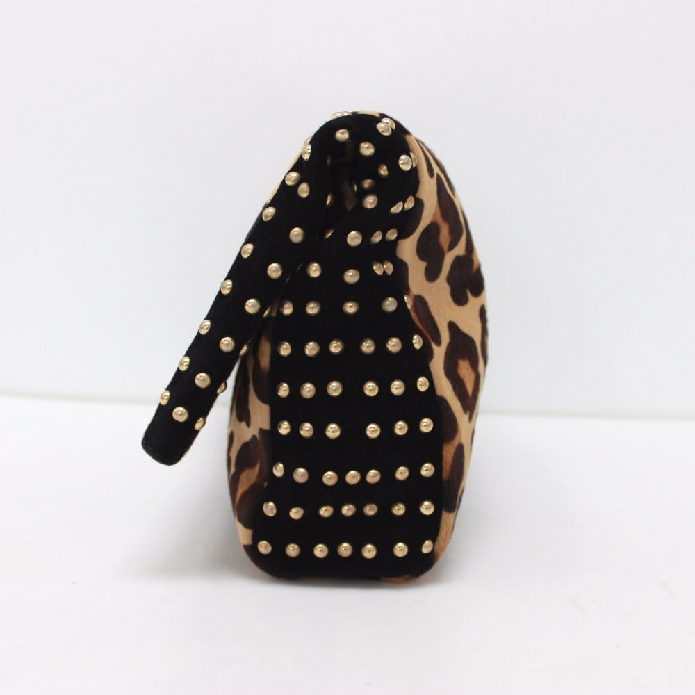 Emilio Pucci Leopard Print Clutch Bag with Studs, Black, Made of Porcelain