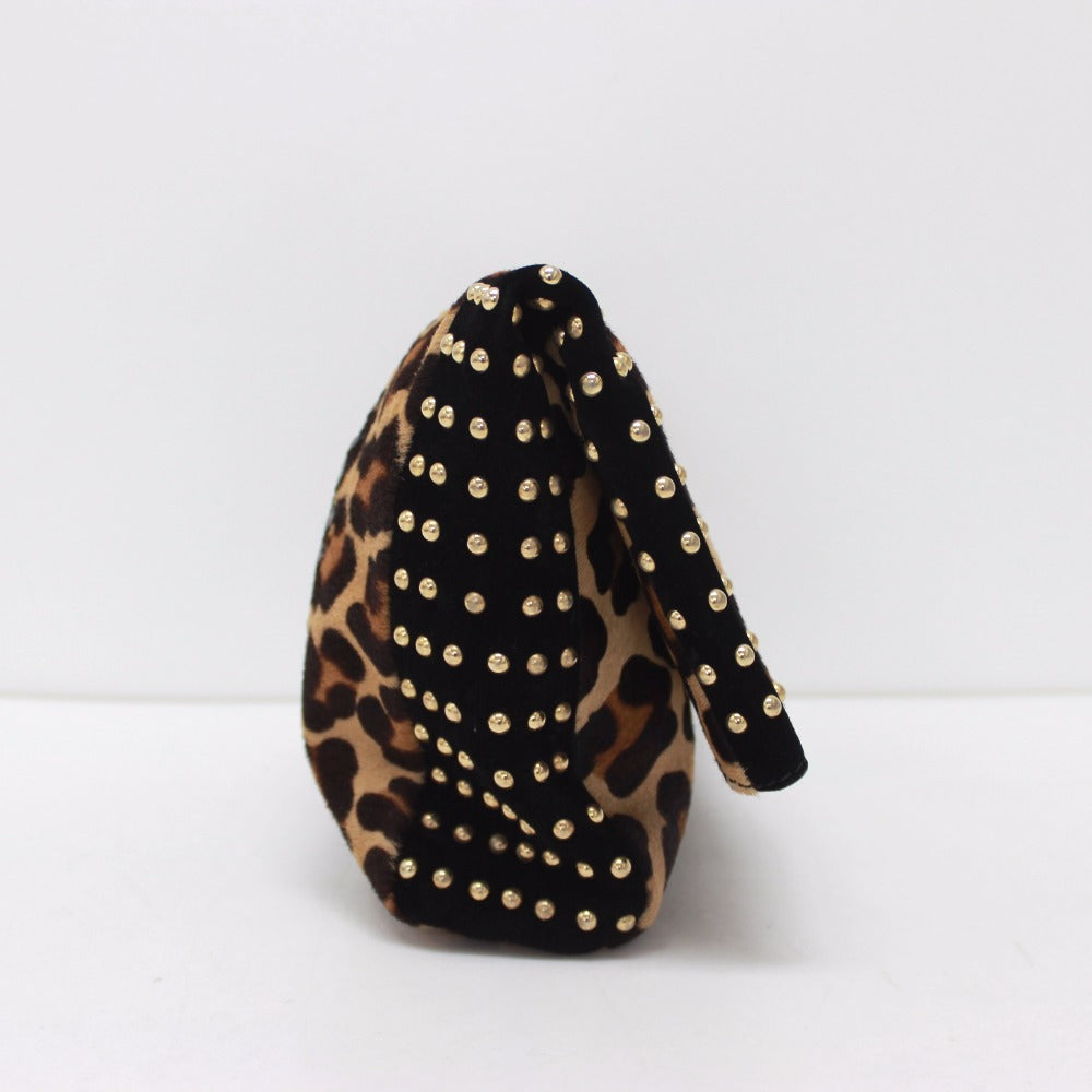 Emilio Pucci Leopard Print Clutch Bag with Studs, Black, Made of Porcelain