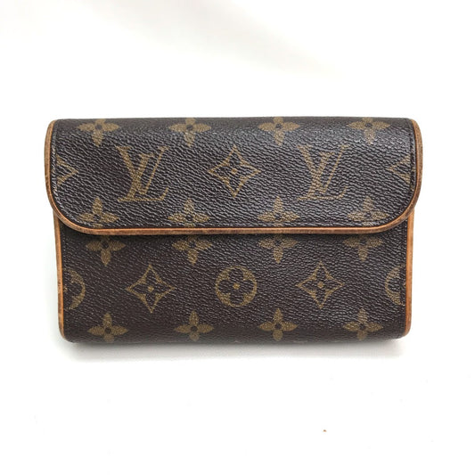 LOUIS VUITTON M51855 Monogram Florentine Pochette, a women's bag, pouch, or waist bag in brown Monogram canvas.