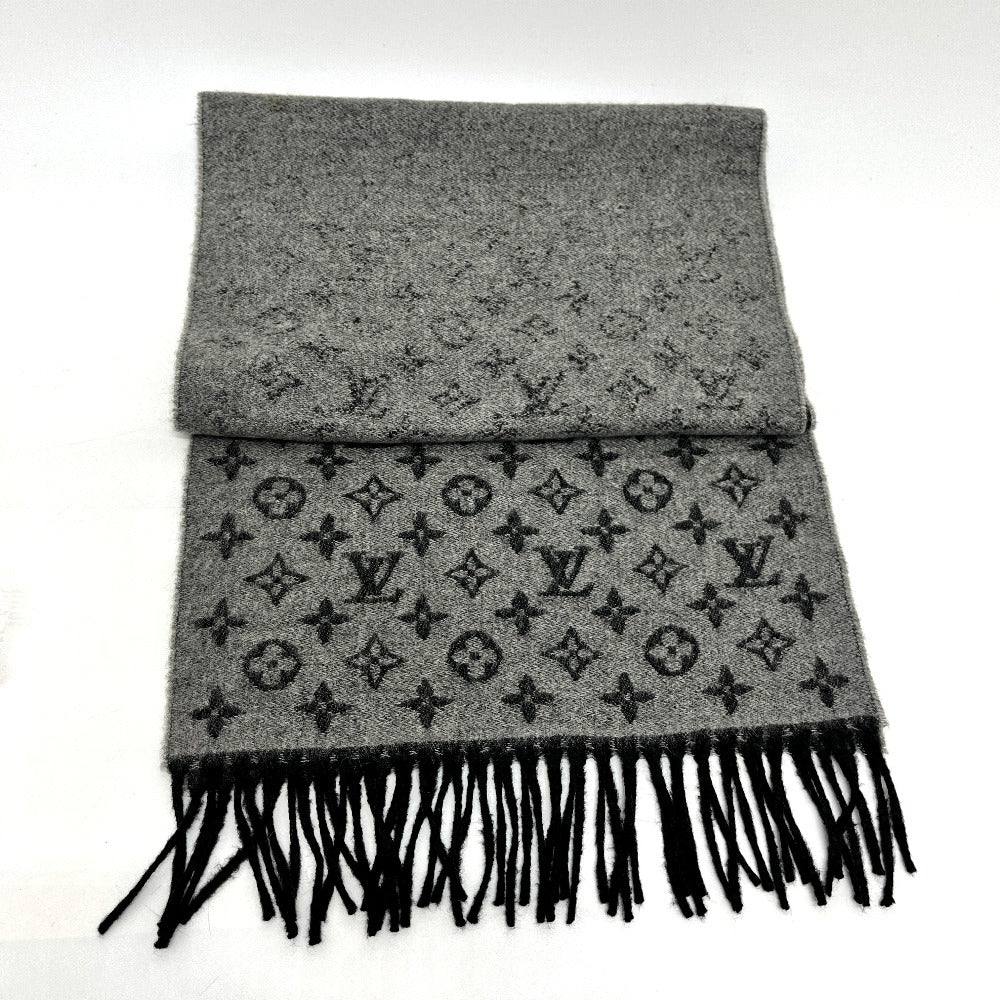 LOUIS VUITTON M75900 Echarpe Monogram Gradient Wool/Cashmere Scarf, Women's, Black