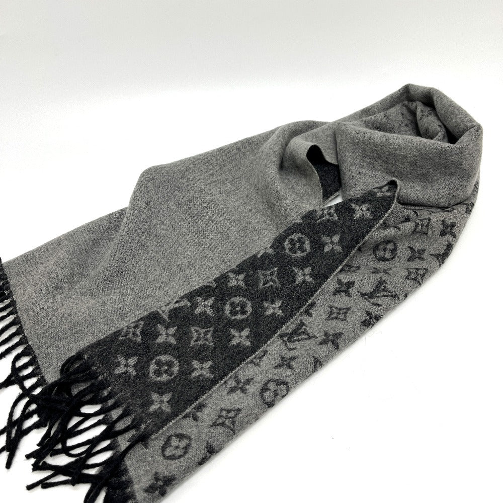 LOUIS VUITTON M75900 Echarpe Monogram Gradient Wool/Cashmere Scarf, Women's, Black
