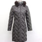 MONCLER MELANIE Long Down Jacket in Dark Brown, Fur Hooded Nylon
