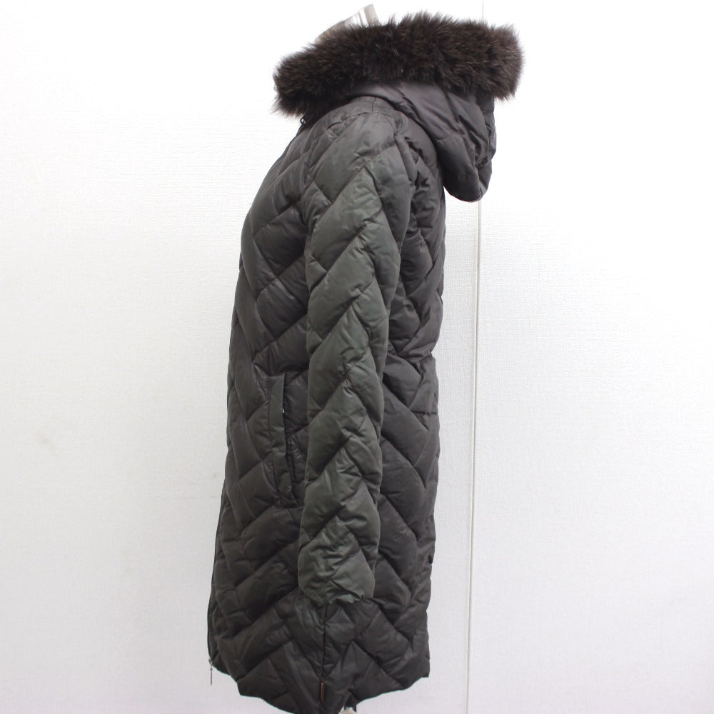 MONCLER MELANIE Long Down Jacket in Dark Brown, Fur Hooded Nylon