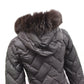 MONCLER MELANIE Long Down Jacket in Dark Brown, Fur Hooded Nylon
