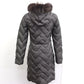 MONCLER MELANIE Long Down Jacket in Dark Brown, Fur Hooded Nylon
