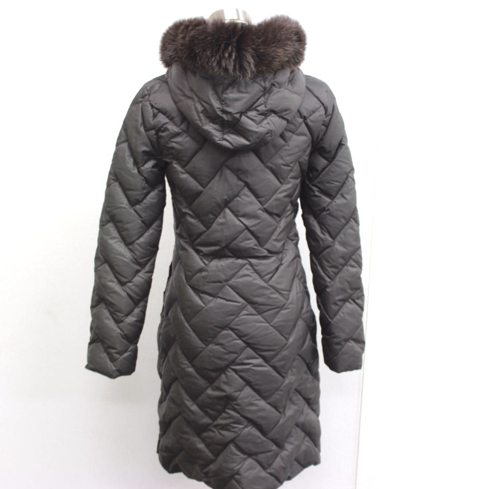 MONCLER MELANIE Long Down Jacket in Dark Brown, Fur Hooded Nylon