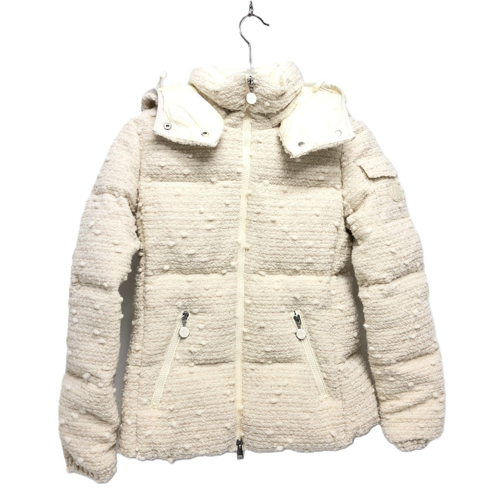 MONCLER FOURMINES アパレル ショート アウター ダウンジャケット ツイード レディース ホワイトアイボリー ホワイト - brandshop-reference