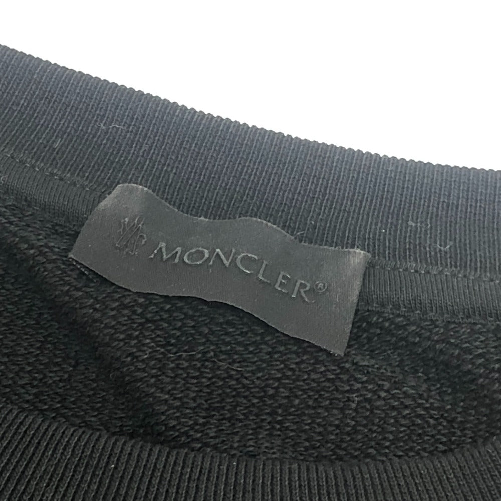 MONCLER C-SCOM-21-51105 Logo Embroidery Apparel Tops Long Sleeve Crew Neck Sweatshirt Cotton Men's Black
