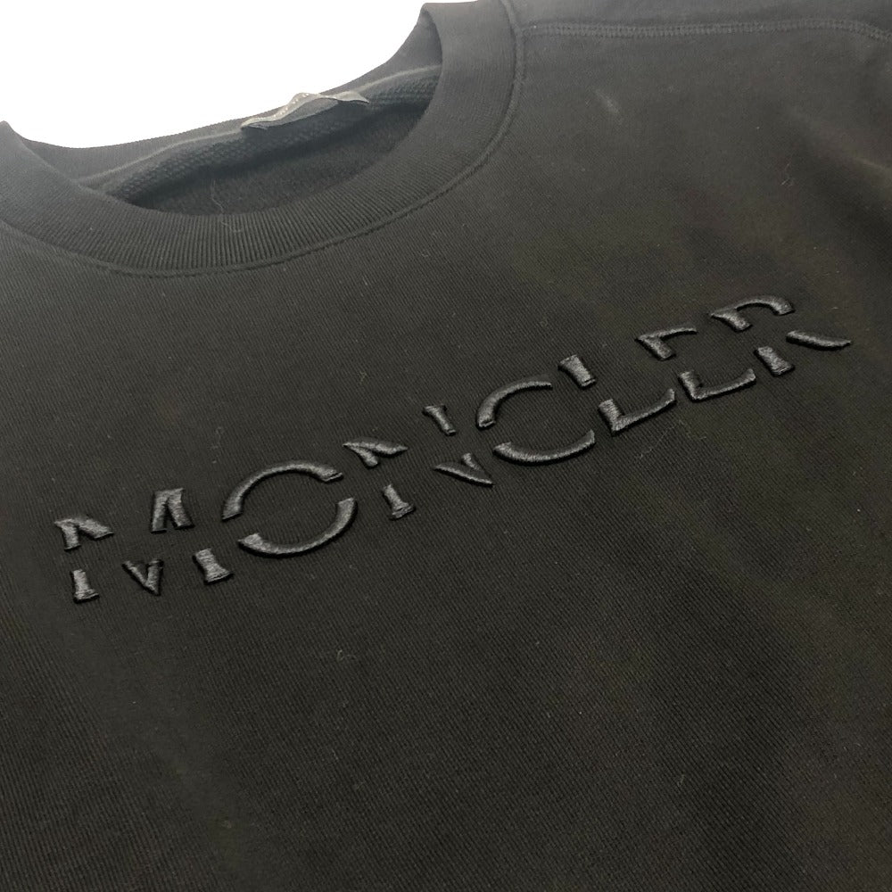 MONCLER C-SCOM-21-51105 Logo Embroidery Apparel Tops Long Sleeve Crew Neck Sweatshirt Cotton Men's Black