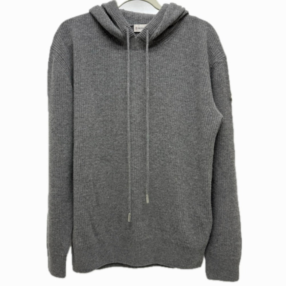 MONCLER C-TIND-22-3466 Apparel Tops Hoodie Knit Long Sleeve Logo Sweater Hoodie Cotton Men's Gray