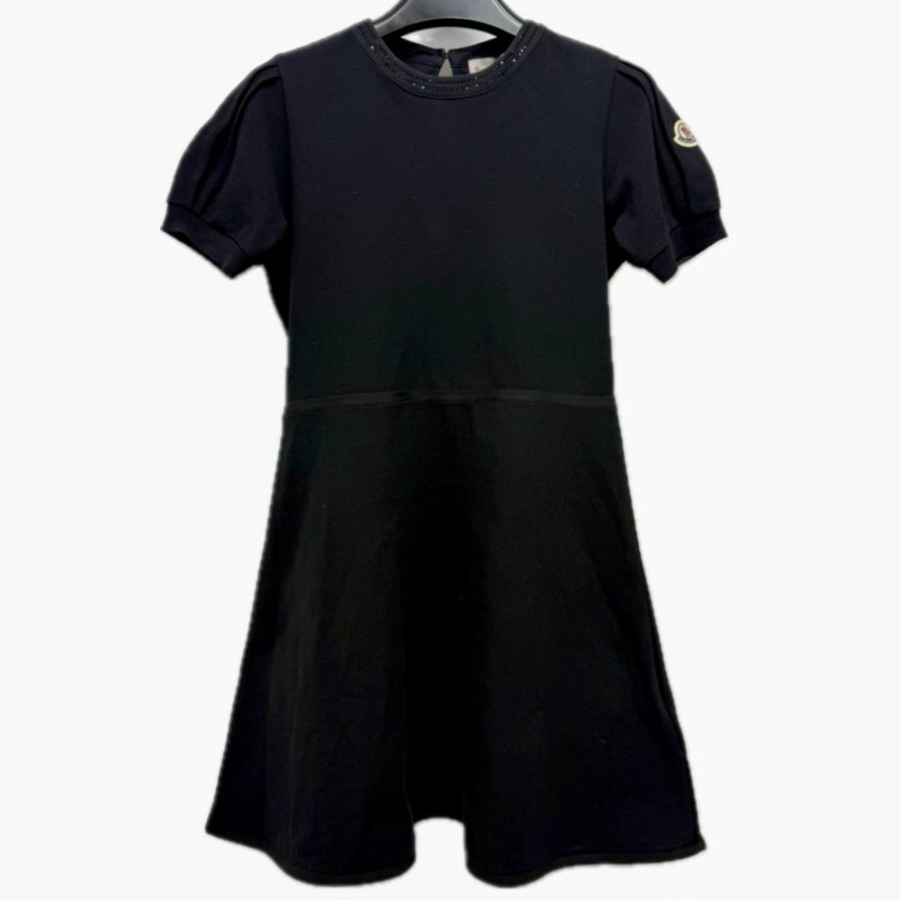 MONCLER K19548I00008 Moncler Enfant ワッペン アパレル ドレス ミニ 半袖 ワンピース コットン レディース ブラック