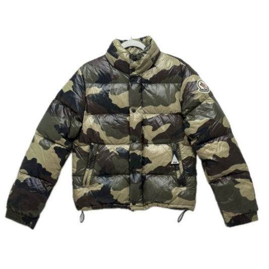 MONCLER EVEREST Apparel outerwear camouflage pattern logo hooded Down jacket polyester khaki Used