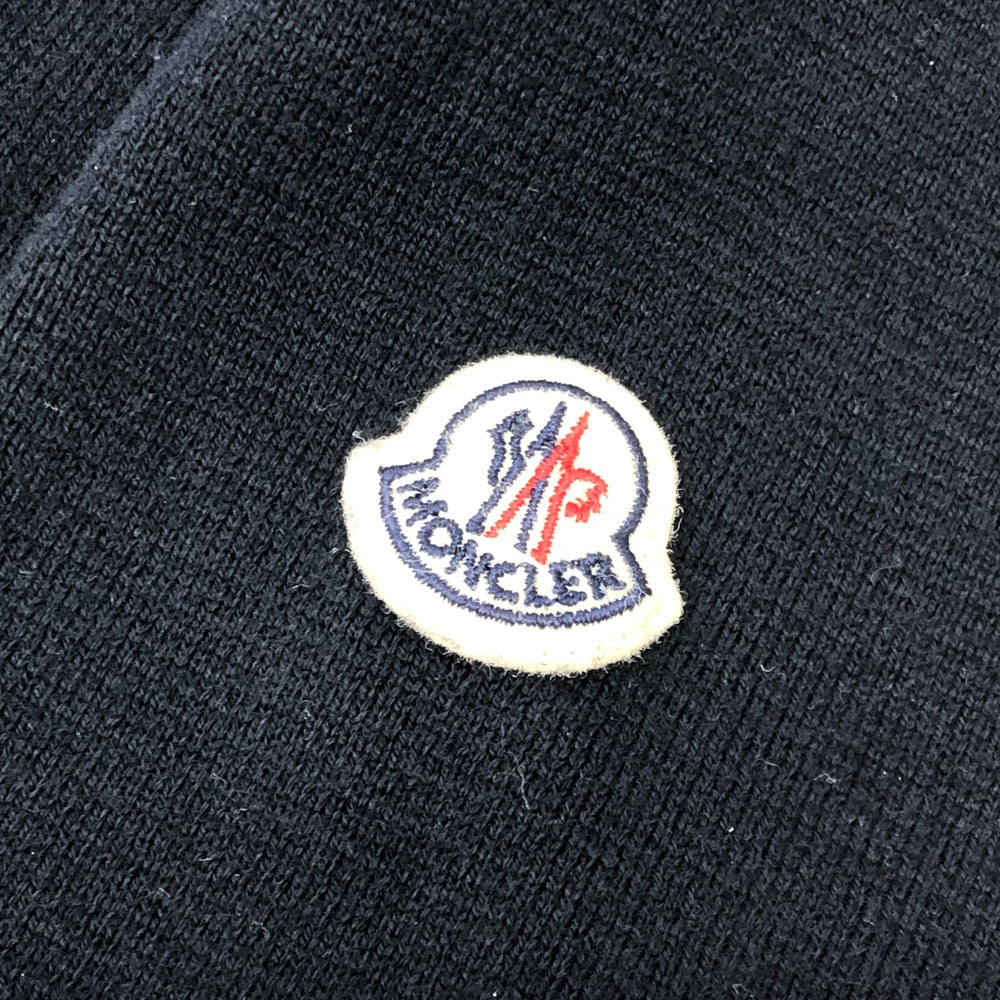 MONCLER ロゴ ワッペン アパレル トップス 襟元ニット 半袖 ニットポロ ポロシャツ コットン レディース ネイビー