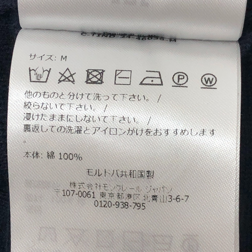 MONCLER ロゴ ワッペン アパレル トップス 襟元ニット 半袖 ニットポロ ポロシャツ コットン レディース ネイビー