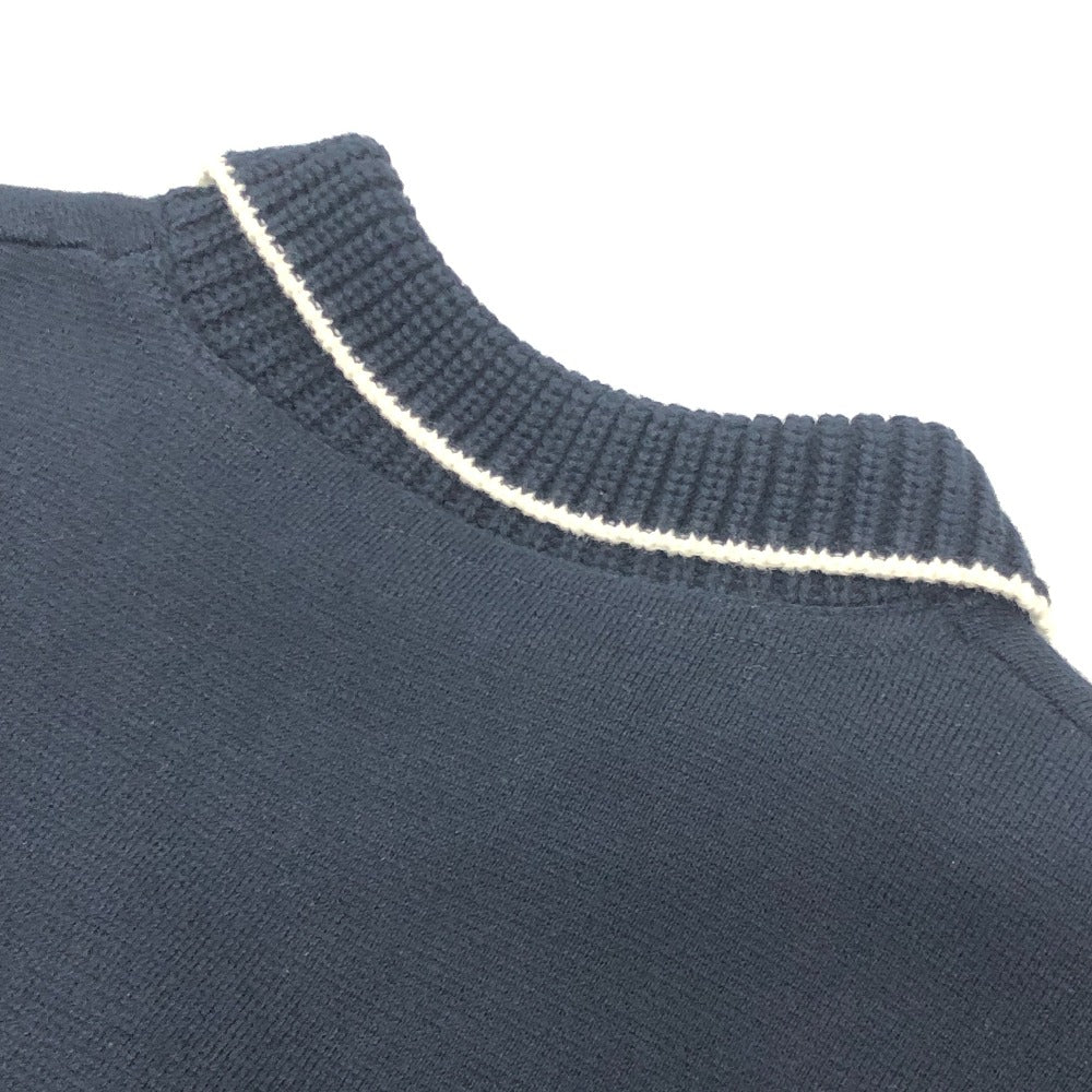 MONCLER ロゴ ワッペン アパレル トップス 襟元ニット 半袖 ニットポロ ポロシャツ コットン レディース ネイビー
