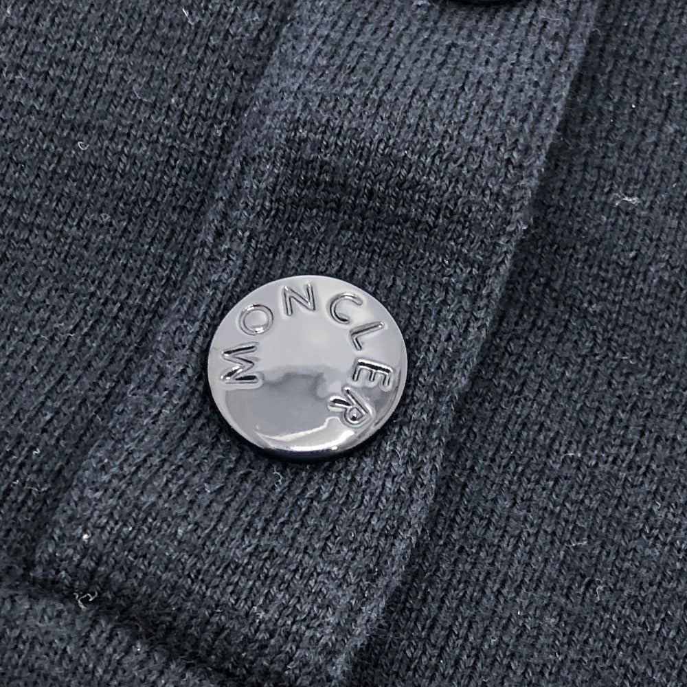 MONCLER ロゴ ワッペン アパレル トップス 襟元ニット 半袖 ニットポロ ポロシャツ コットン レディース ネイビー