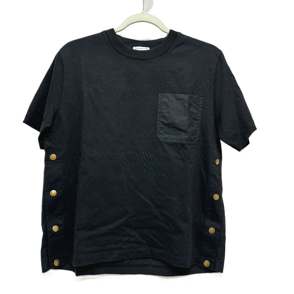 MONCLER C-SCOM-24-35846 Chest Pocket Side Button Apparel Short Sleeve T-Shirt Cotton Women's Black