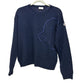 MONCLER C-TIND-23-298 Logo Embroidered Long Sleeve Apparel Sweater Wool Women's Navy