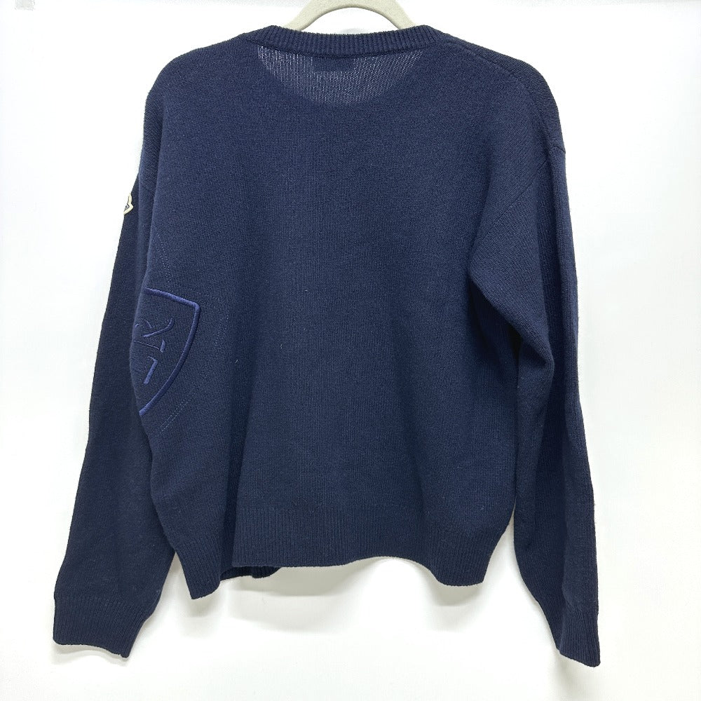 MONCLER C-TIND-23-298 Logo Embroidered Long Sleeve Apparel Sweater Wool Women's Navy